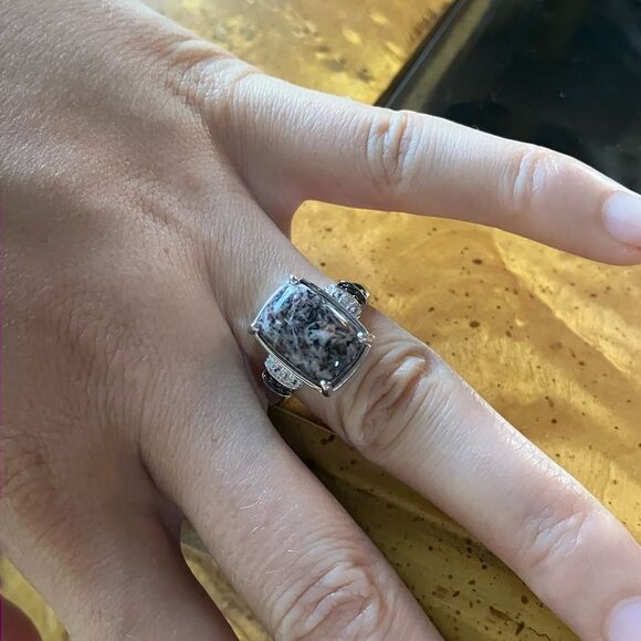 Natural Yooperlite Red Garnet Sterling Silver Ring Size 8 - Picture 4 of 10